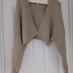 Free People Open Front Mixed Weave Cardigan Sweater